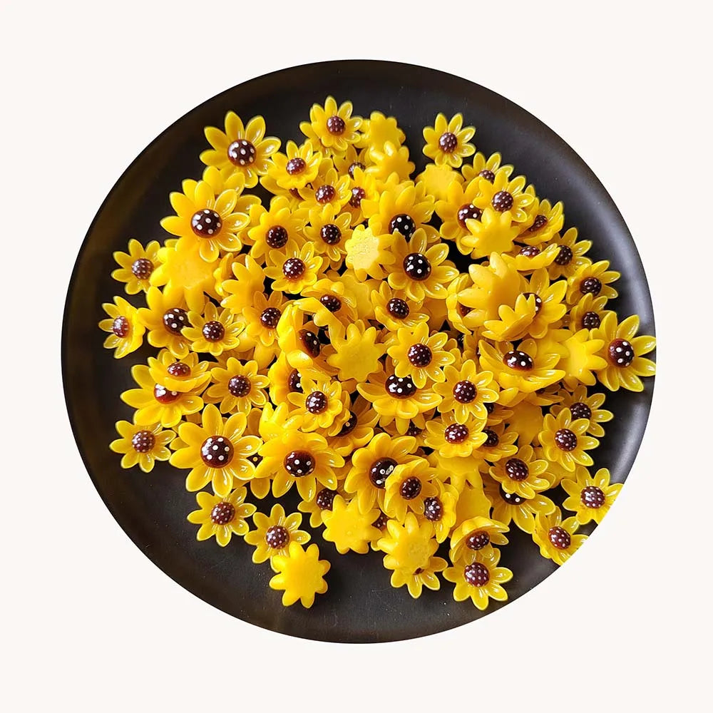18/26mm Flower Resin Cabochons Craft Handmade Phone Case Decor Flatback Sunflower Charms for Jewelry Making DIY Hairpin Brooch