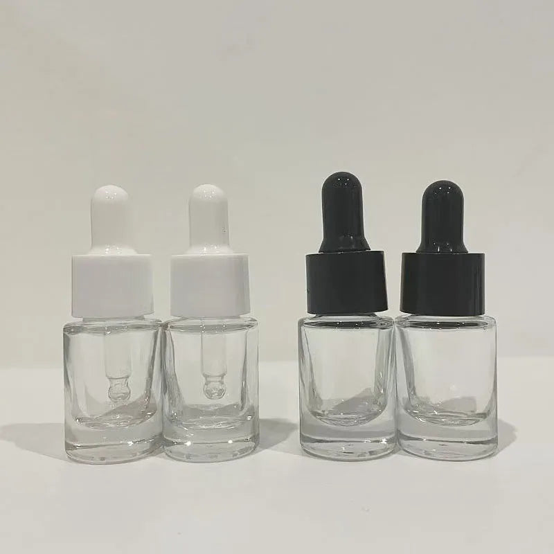 Customize Color Cosmetic Glass Bottles 5ml 10ml 20ml 30ml Flat Shoulders Dropper Cap for Serum and Skin Essential Oil