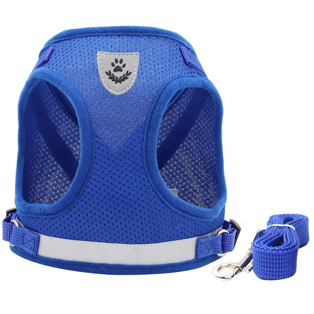 Custom Private Label Reflective No Pull Soft Padded Adjustable Breathable Air Mesh Step-in Pet Dog Vest Harness with Leash MegaBDM