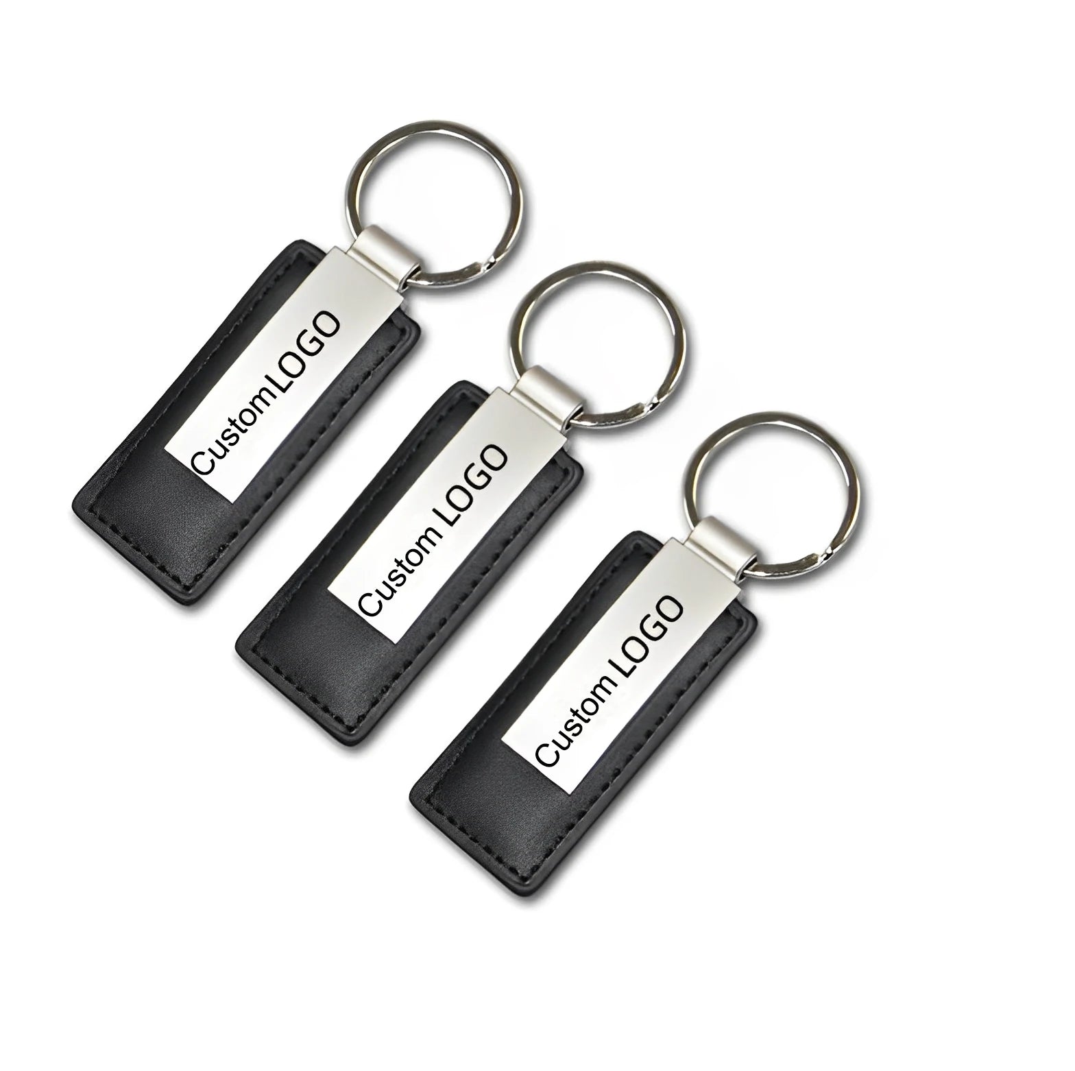 Blanks Engraveable Silk Screen Pu Car Logo Laser Braided Rope Square Pattern Custom Logo Leather Keychain