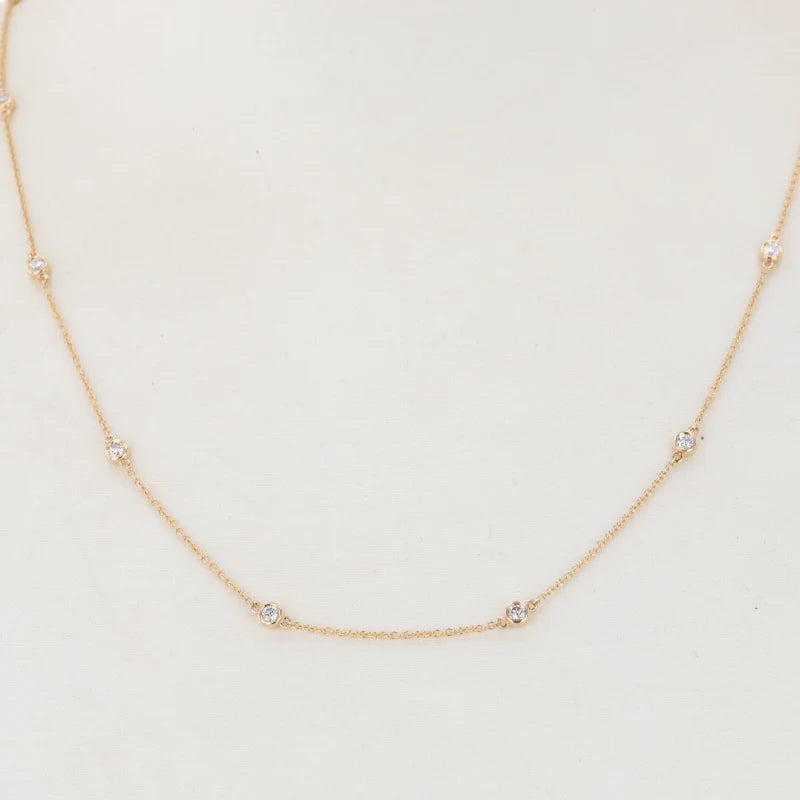 Classical 10pcs 2mm Round Cut 18inch 14k Gold Chain Women's Necklace