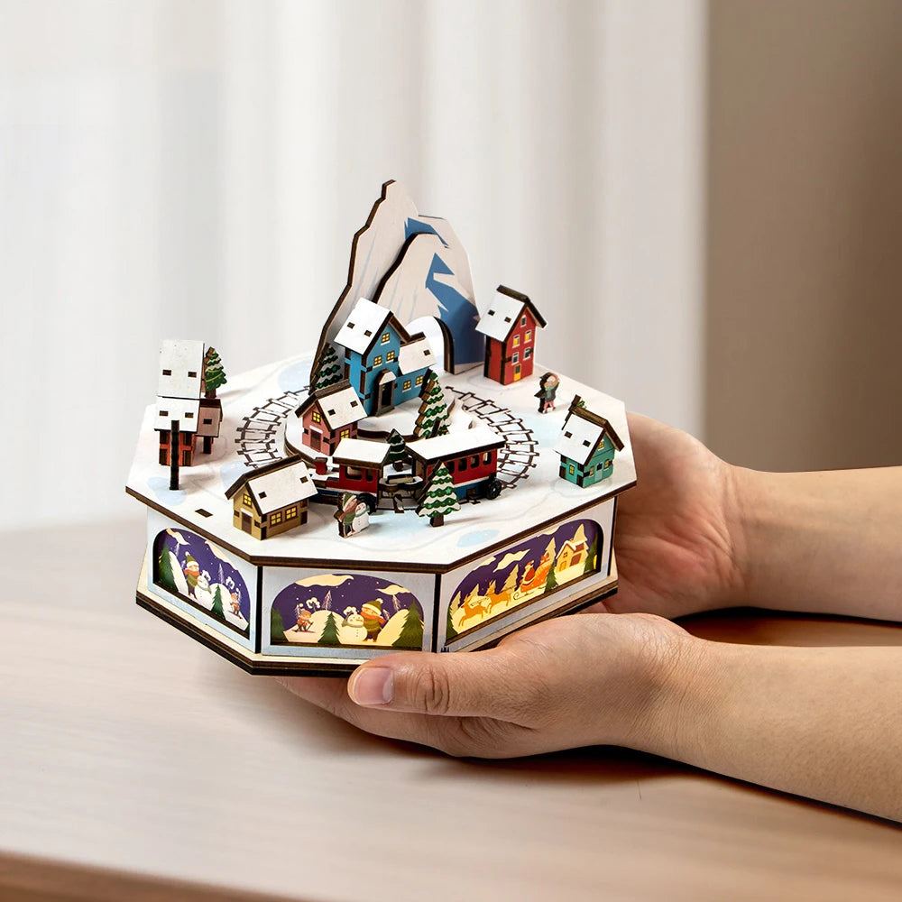 A Newly Designed 3D Wooden Christmas Village Scene Decoration  Christmas Wooden Decoration