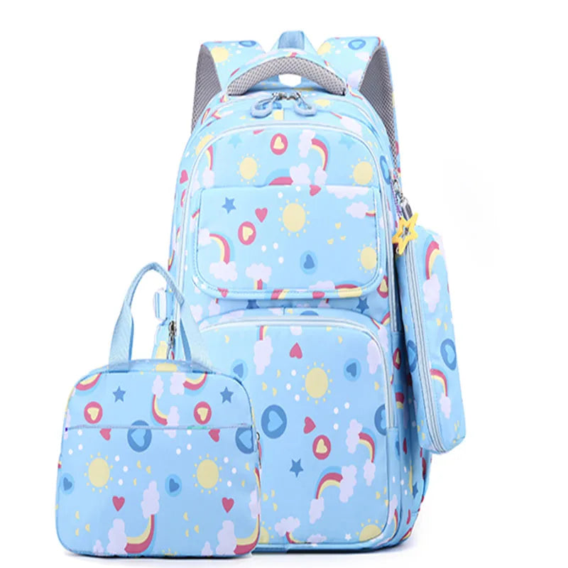 Cute Waterproof Girls Backpack Candy-Colored Oxford Material with Polyester Lining Zipper Closure for Elementary School Use