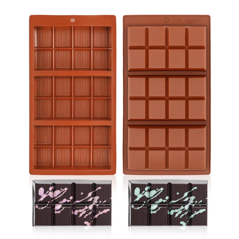 Food-Grade Silicone Chocolate Mold Rectangle Shape DIY Baking Tool for Homemade Decorative Chocolate Crafting