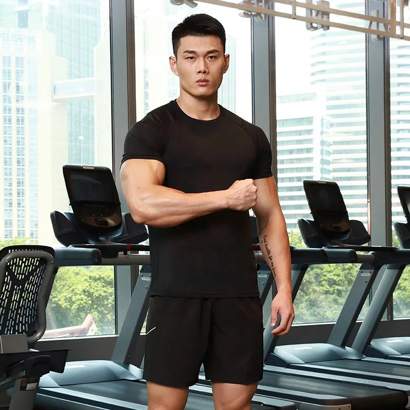 Low MOQ Blank 2 Pieces Short Sets Gym Tracksuits for Men