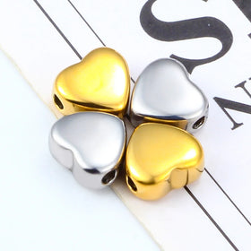 Minimalist Heart Pendant for Couples Necklace and Bracelet Waterproof Non Tarnished Through Hole Stainless Steel Love Charms