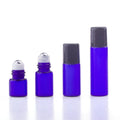 Sample 1ml 2ml 3ml 5ml Blue Glass  Roll on Bottle With Black Cap/steel Roller Essetenial Oil Perfume Bottle
