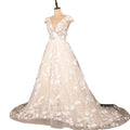9261# Illusion Sheer Neck A-Line Wedding Dresses for Women Fashion 3D Lace Appliques Sleeveless Bridal Gowns