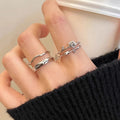 BASQUESUN Factory Double Layered Rose Niche Simple Hollow Out Layered Fashionable Cool Wind Thorns Open Mouth Couple Ring