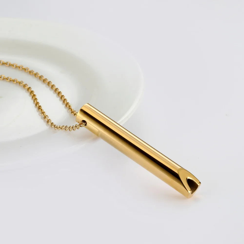 Women's Stainless Steel Necklaces Stereo Whistle Pendant Classic Link Accessories for Breathing Regulation Relaxation