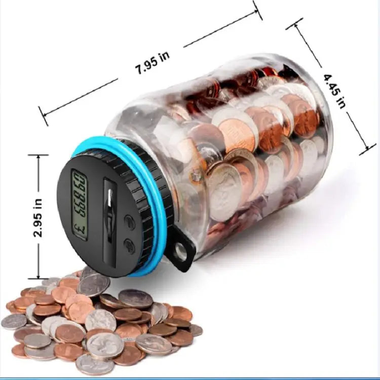 High-Capacity Electric Coin Piggy Bank Kids Adult Digital Money Saving Counter Storage with LCD Display Electric Bottle Jar