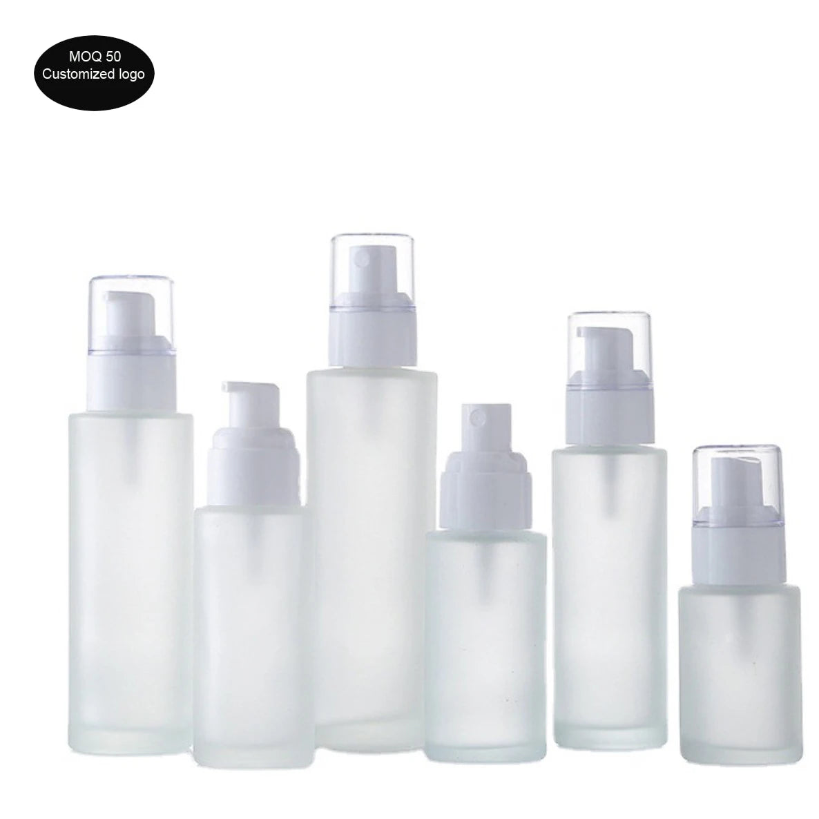 15ml 20ml 30ml 40ml 50ml 60ml 80ml 100ml Spray White Cap Frosted/matte Glass Bottle Pump Lotion Bottles 1oz 2oz 3oz Small MOQ