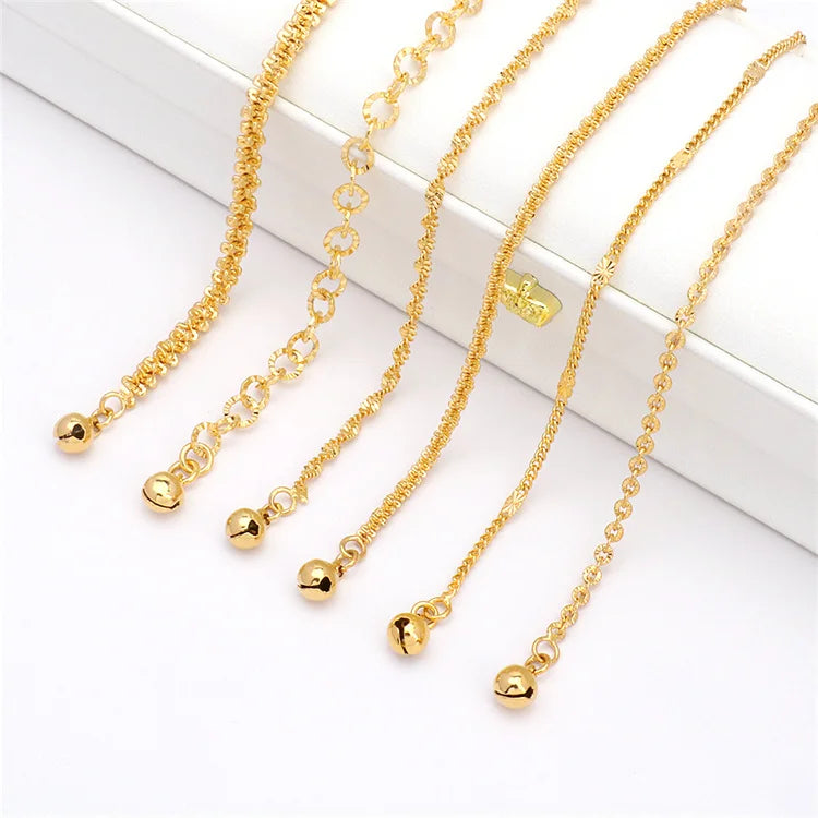 JXX 2022 Women's 24K Gold Plated Bracelet Classic Style Hot Sale Fashion 2022 Bell Decorate Copper Chain Brass Main Golden