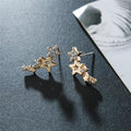 Simple Fashion Shiny Crystal Diamond Gold Start Stud Earrings for Women Jewelry Factory Wholesale