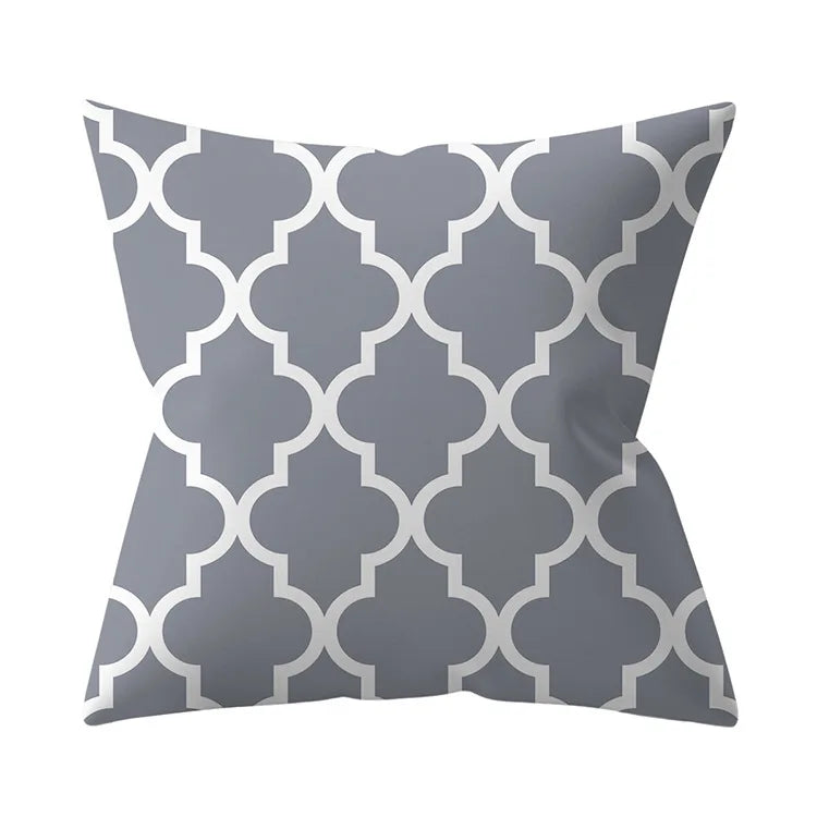 Hot Sales Silver Grey Geometric Style Polyester Brushed Printed Throw Pillow Case Cushion Cover Pillowcase