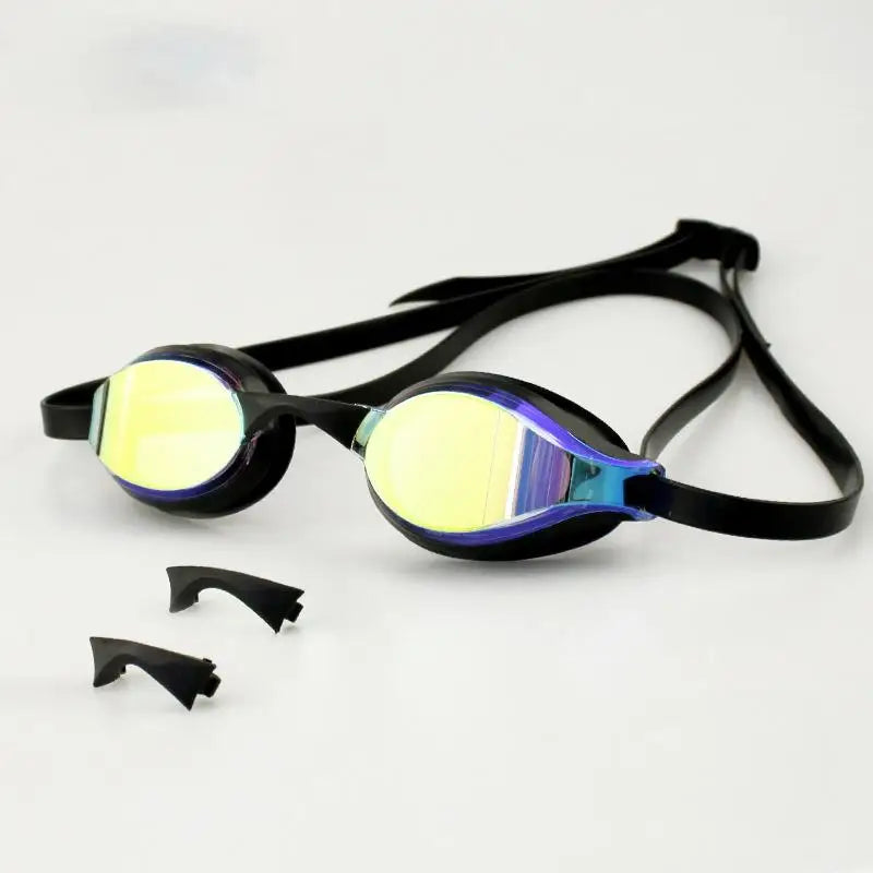 GD Racing Anti-Fog Waterproof UV Swimming Goggles for Adults Blue Lenses with Silicone Plastic and PC Frames Box Packaging