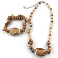 Fashion Women Handmade Jewelry Gravel Gemstone Charm BeadsNecklace Bracelet Set