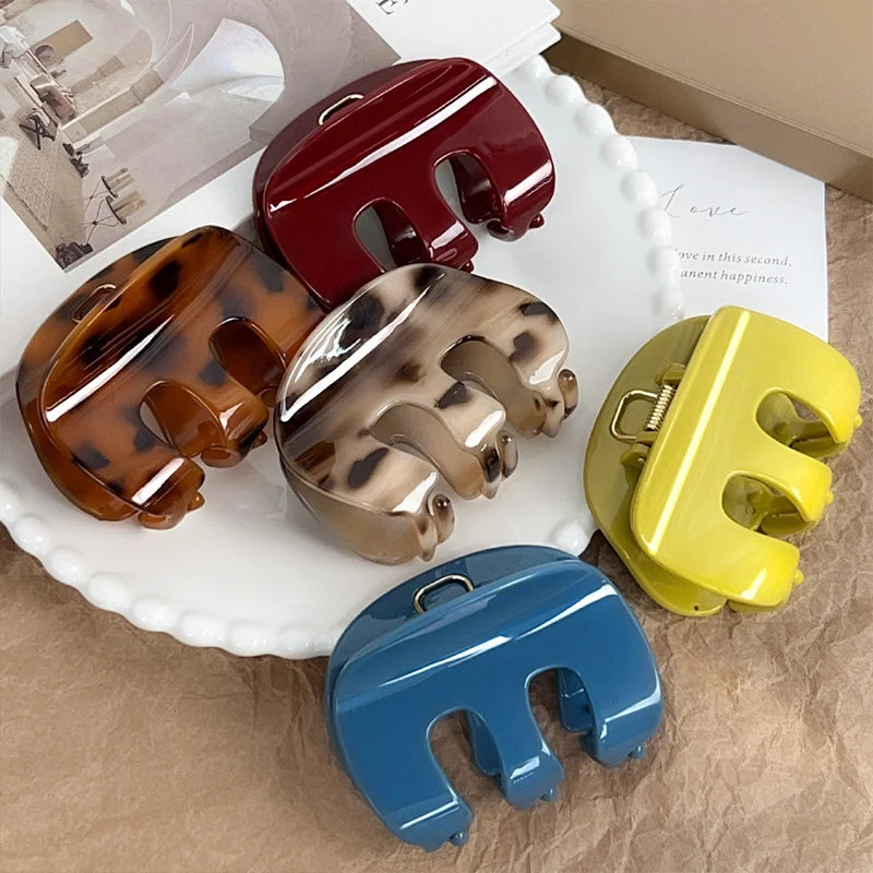 Korean Style M Shaped Medium Sized Hair Accessory Pumpkin Claw Clip Semi-tied Hair Clip for Long Curly Hair
