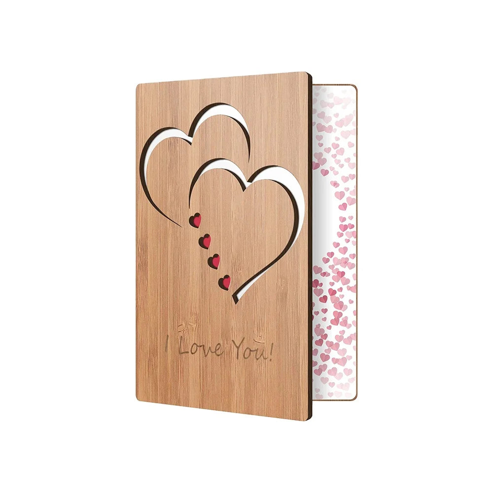 Custom Eco-Friendly Pop Wood Valentine Invitation Birthday Cards for Kids Painted Greeting Gift Card