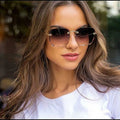New Trend Gradient Color Sunglasses Retro Fashion Sunglasses Women European and American Ins Two-tone Glasses