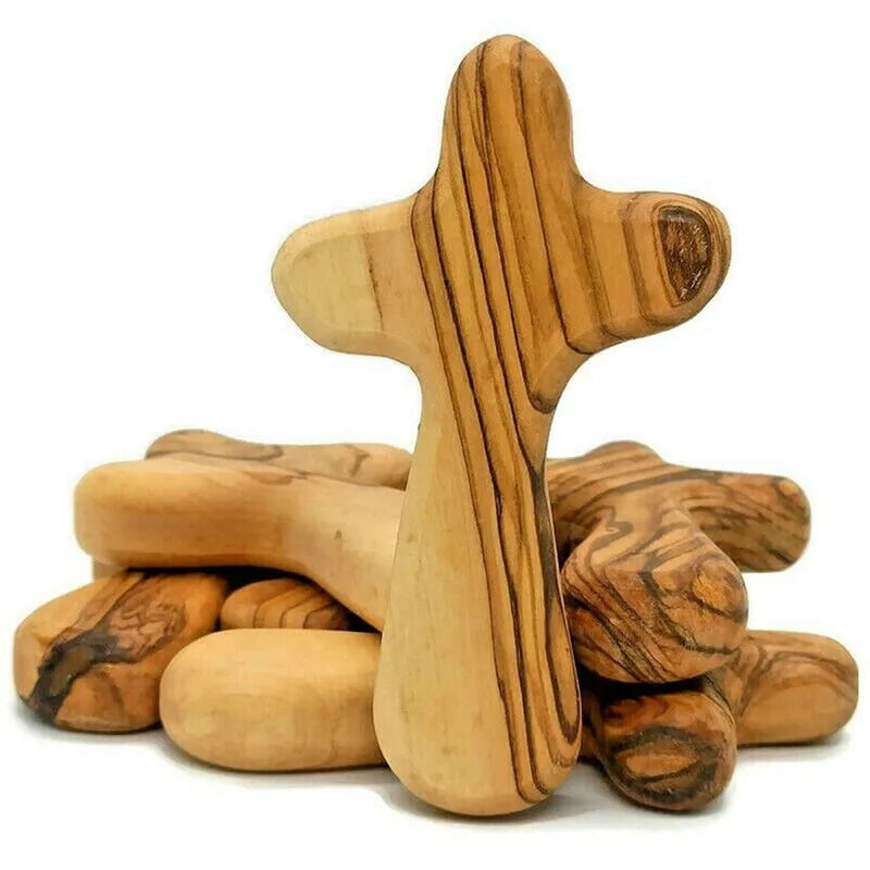 Olive Wood Holding Cross Fine Prayer comfort Held Palm Hand Held Clinging Olive Wood comfort Holding Cross Christian Gift