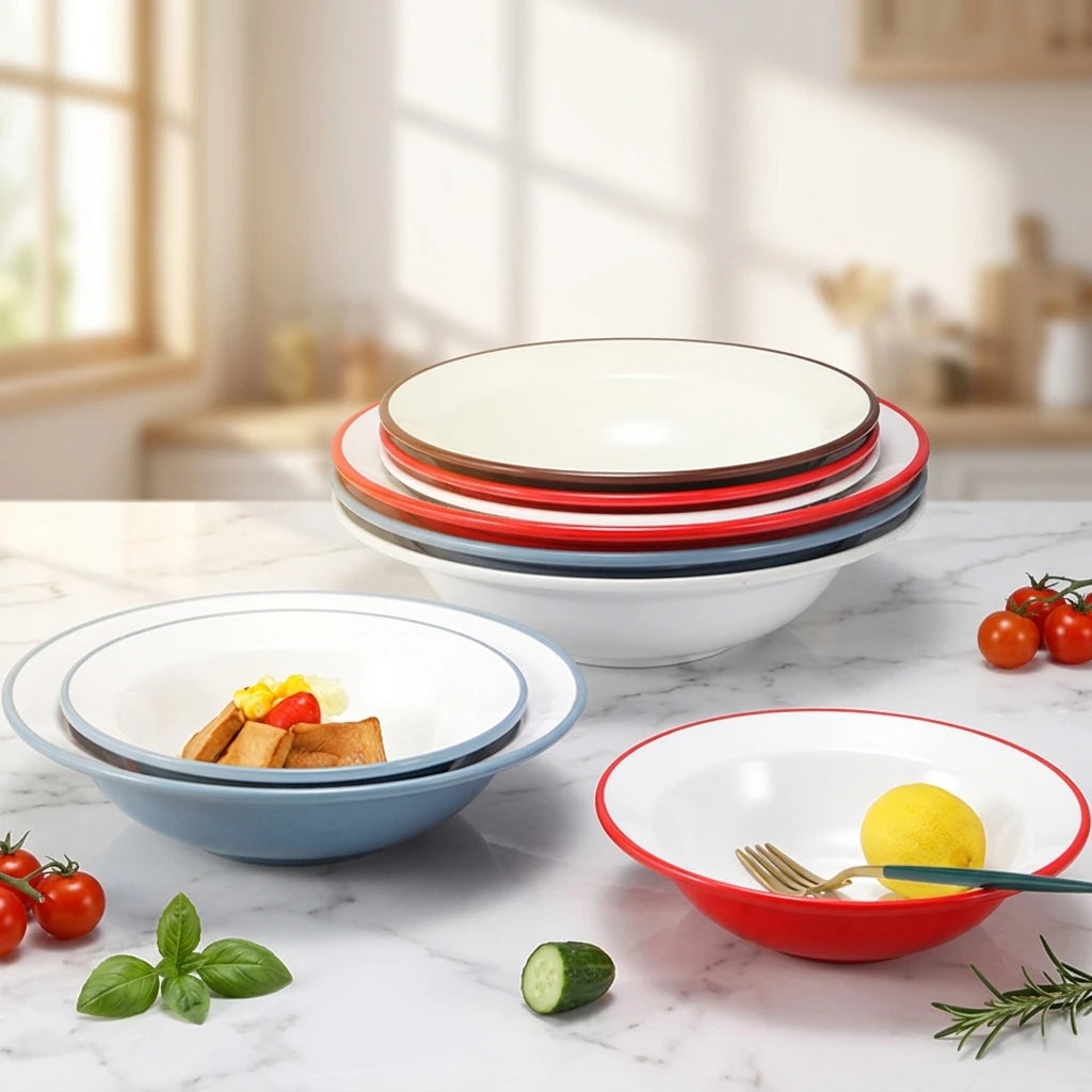 Decorative Melamine Dinner Plate for Pasta Salad Serving Wedding Party Tableware