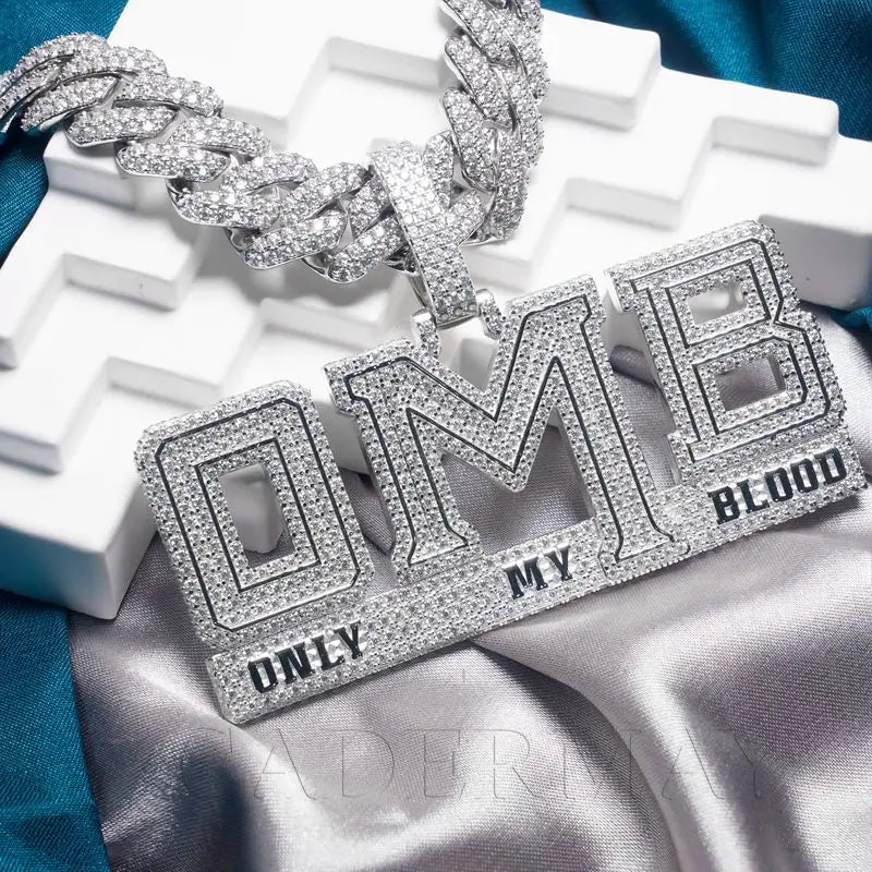 Customized Name Pendant Necklaces  VVS  Silver 1.2in*2.7in Iced Out Moissanite Personalized Hip Hop Jewelry for Gift