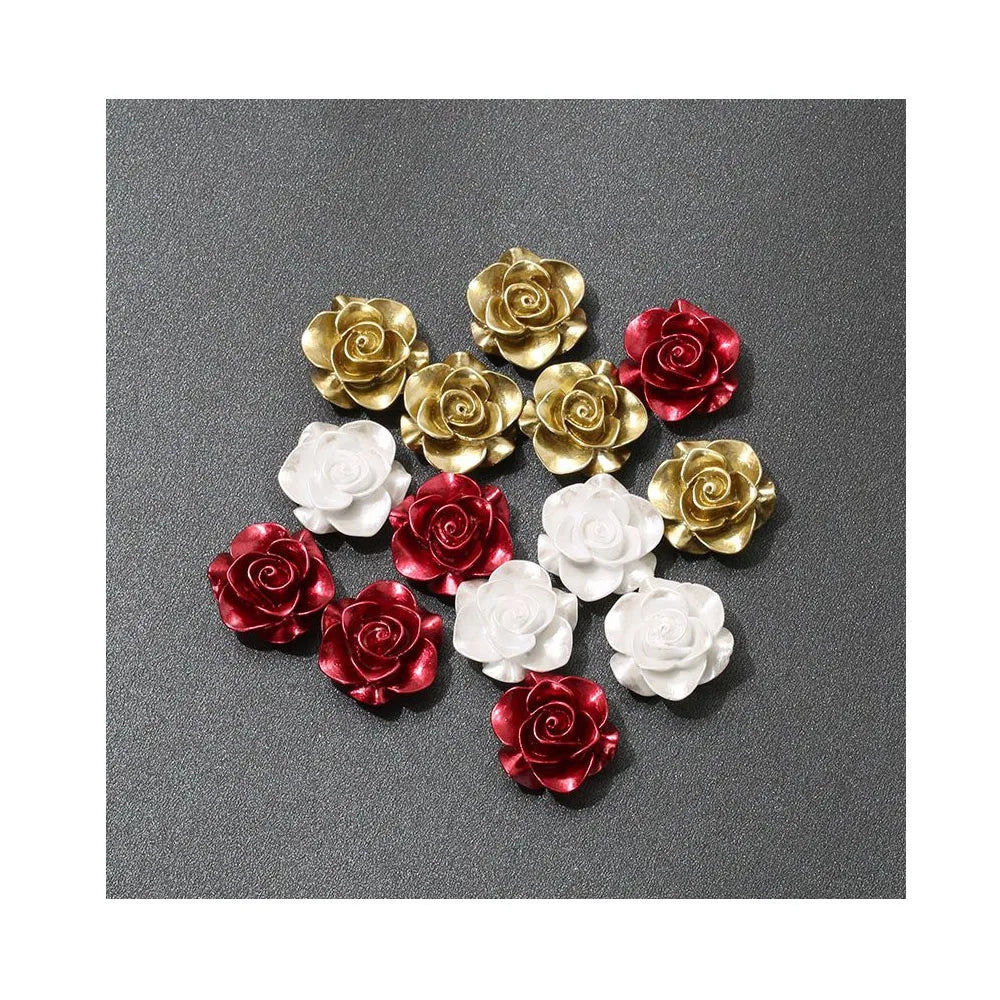 100Pcs/Bag 12MM/20MM Mixed Color Rose Flowers Flatback Resin Cabochons for Phone Case  Hair Bow Center Decoration