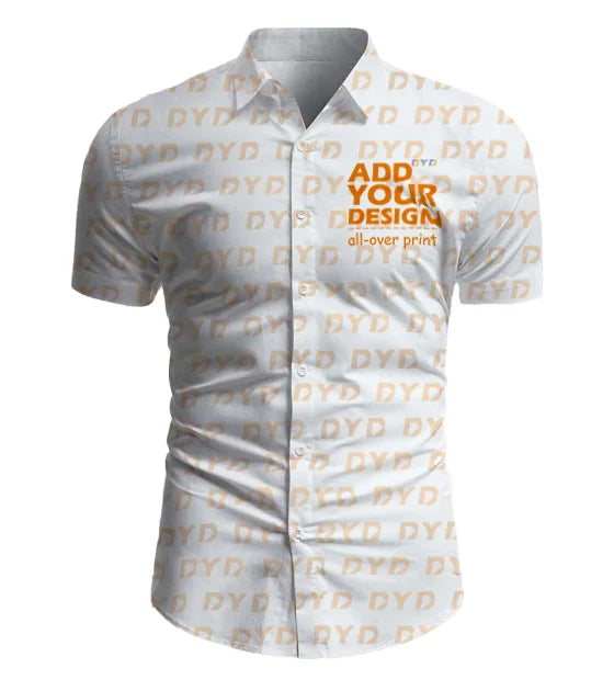 All Over Print Four-Sided Elastic Fabric Men Beach Shirts Drop Shipping Men's Summer Shirts