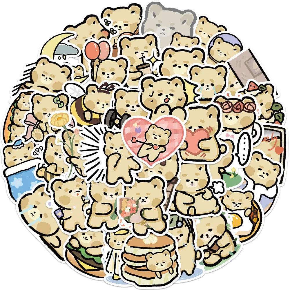40Pcs Cute Cartoon  Bear Graffiti Stickers Skateboard Guitar Decorative Stickers DIY Waterproof Gift Sticker for Kids