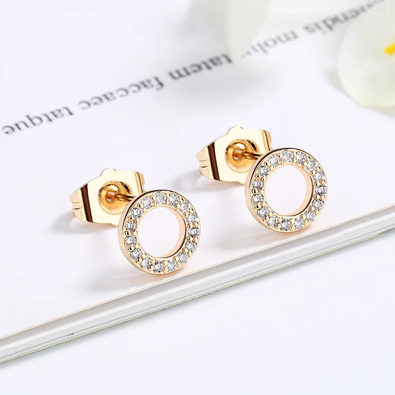 Fashion Jewelry 2022 Wholesale Circle Stud Earring Mini Women Ear Studs 18k Gold Plate Hypoallergenic Zirconia Earring