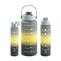 New 2000ml Direct Drinking Plastic Sport BPA Free Gym Fitness Motivational Water Bottles Set of 3 With Straw and Handgrip