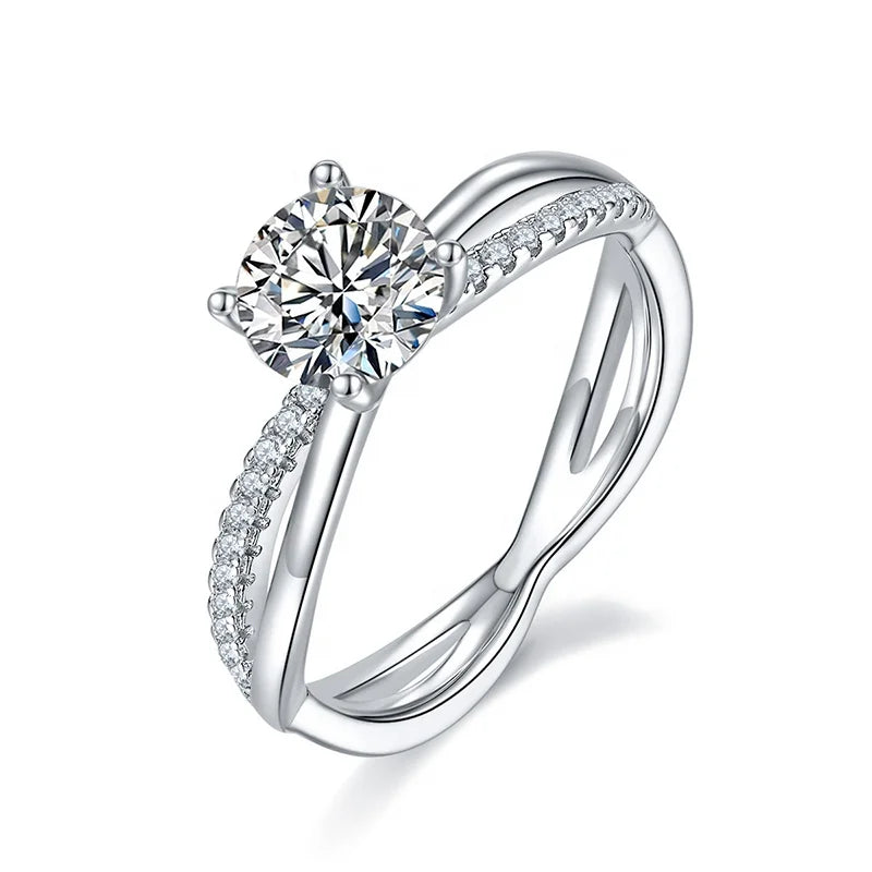 1ct De Vvs Brilliant Cut 925 Sterling Silver Moissanite Jewelry Cut Diamond Halo Engagement Wedding Ring for Women