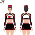 Black Gold Cheerleader Outfit Customizable Polyester Xxxs 2T Girl's Cheer Uniform OEM Printed Competitive Cheerleader Uniform
