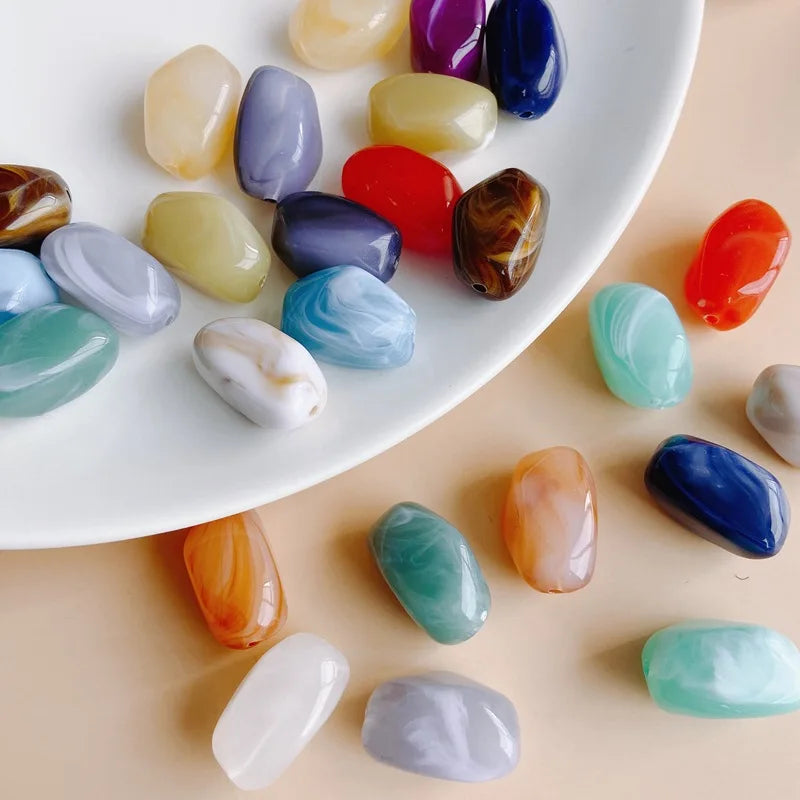 Wholesale 21*12mm Colorful Acrylic Resin Beaded Irregular Square Stone Bead Charm for DIY Bracelet Necklace Jewelry Accessories