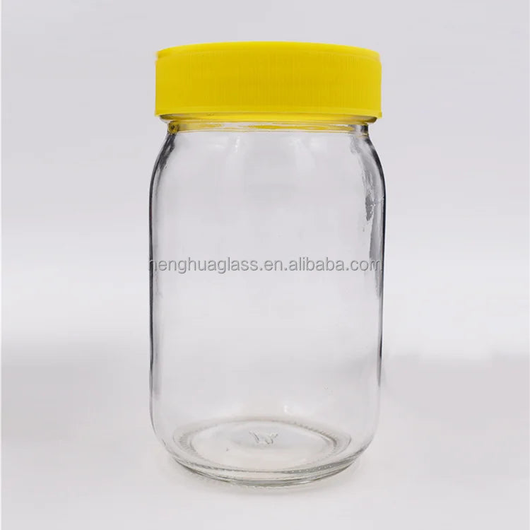 450ml 15oz Round Mason Glass Jar Food Storage Wide Mouth Glass  Pickles Jam Honey Mayonnaise Candy Jars With Metal Plastic Lid