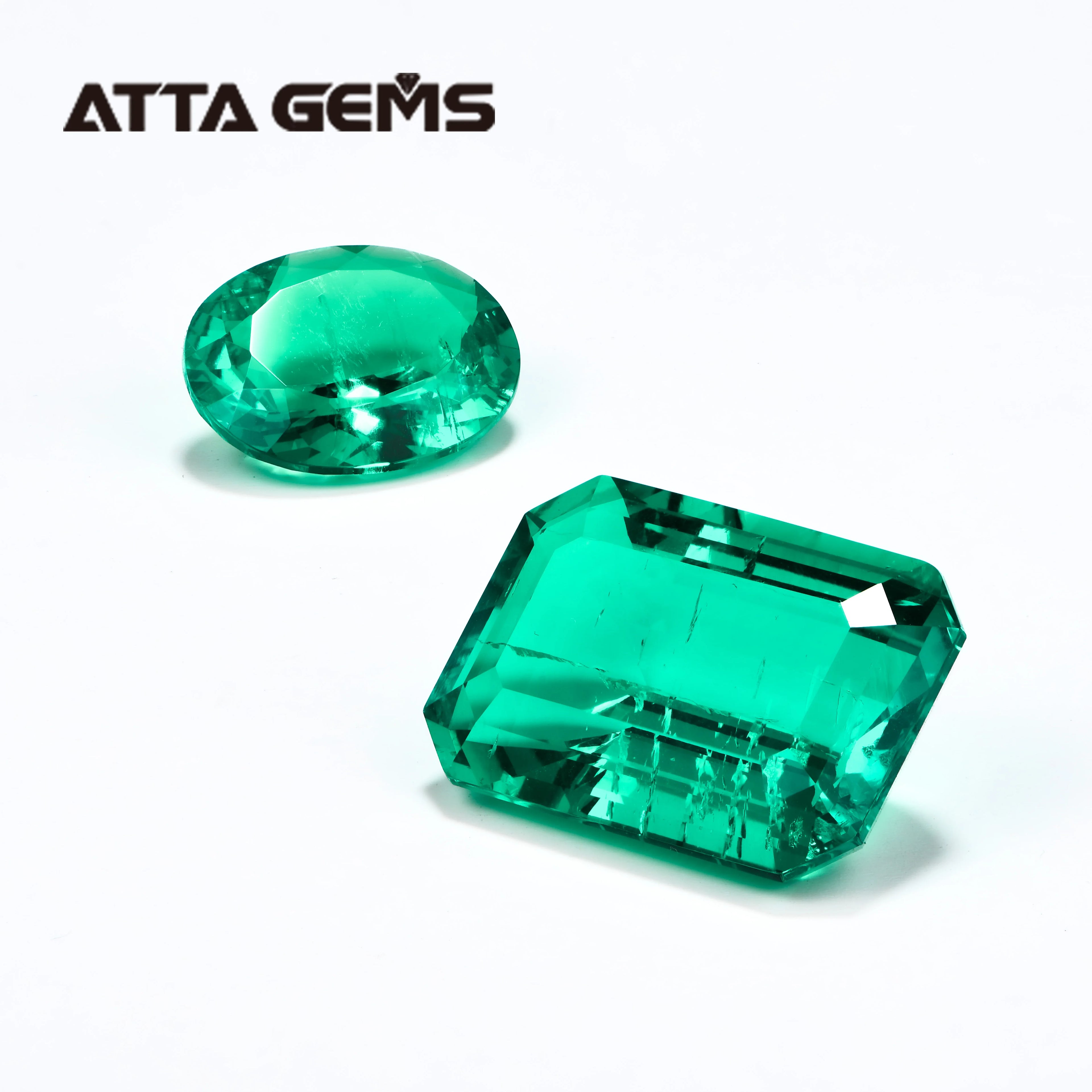 23.52carats 23*15mm Hydrothermal Colombia Emerald Loose Gemstones Emerald Cut Synthetic Lab Grown Emerald for Necklace