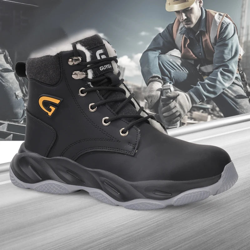 For GUYISA Unisex Safety Boots with Steel Toe Summer/Winter/Spring Construction Site Protection Smashing Puncturing for Autumn