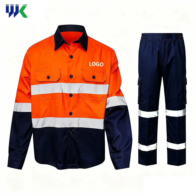 High Visibility Reflective Breathable Cotton CE Certified Unisex Work Shirts Suits for Mining Construction Wear Resistant Work