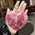 2026 New Design Heart  Pompom Furball Faux Fur Keychain Puff Ball Keychains for Lady Bags Pom Pom Puffball Key Chains Bulk