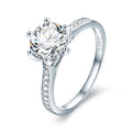 Factory Wholesale 925 Sterling Silver 3 Ct AAAAA Round CZ Finger Ring for Women Luxury Wedding Anniversary Jewelry Gift SCR342
