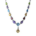 Luxurious Rhodium Plated Silver 925 Jewelry Multiple Natural Gemstone Necklace for Women Fine Jewelry Necklaces