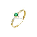 New Arrival Wholesale Genuine 9K Solid Gold Natural Emerald Dainty Ring Jewelry Customized 14K 18K Real Gold Ring for Wedding