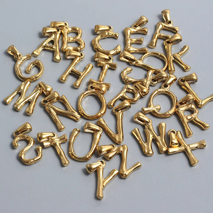 Fashion Jewelry Pendants Necklace 18k Gold Plated Stainless Steel Alphabet Charms Initial Letter Pendant for DIY
