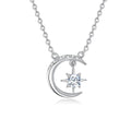 Mini Abstract Star Moon Pendant Fine Jewelry Girl Birthday Gift Silver S925 0.5 Carat Moissanite Necklace Women 2023