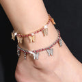 Fashion Gold and Silver Diamond butterfly Beach Anklet for Women Wholesale N207141 MegaBDM