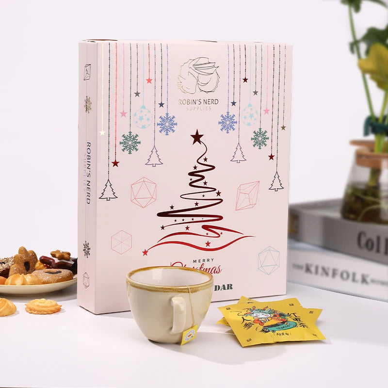 2023 Christmas and Ramadan 24 Days Countdown Advent Calendar Tea Cookie Chocolate Gift Box with Matt Lamination and Embossing