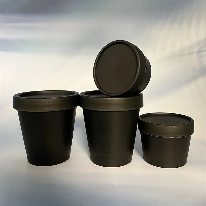 DIY Empty Plastic Ice Cream Box With Lid Yogurt Frozen Pudding Wood Bran Cup With Lid Private Home Ice Cream Jar
