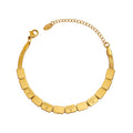 Hot Sale Stainless Steel Bracelet with Free Custom Logo Square Splice Letter Design Trendy Gold Plated