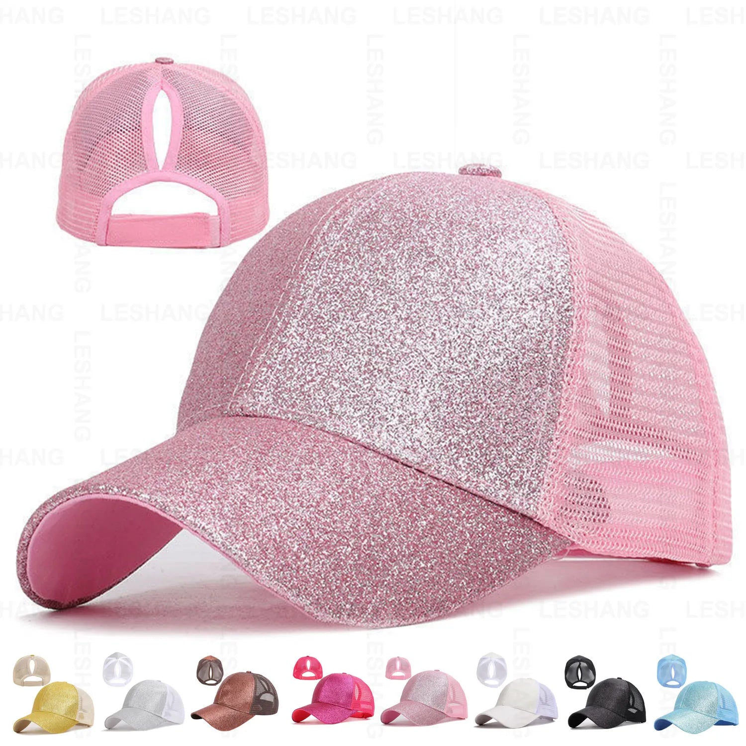 Factory Direct Breathable Curved Brim Shade Baseball Caps Custom Embroidery Logo 6 Panel Cotton Mesh Ponytail Trucker Hats